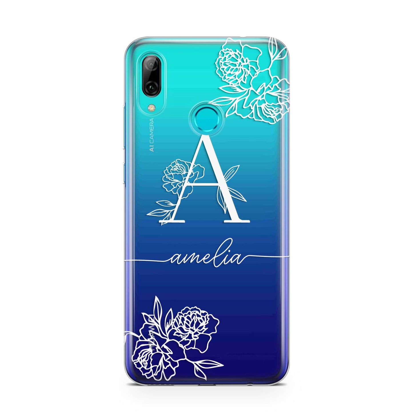 Personalised Floral Initial with Name Huawei P Smart 2019 Case