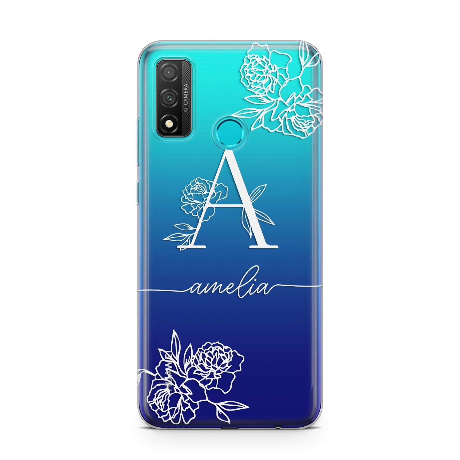 Personalised Floral Initial with Name Huawei P Smart 2020