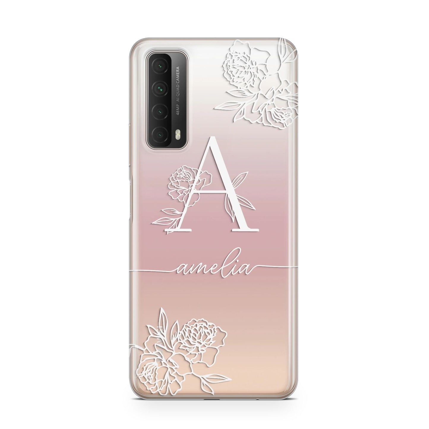 Personalised Floral Initial with Name Huawei P Smart 2021