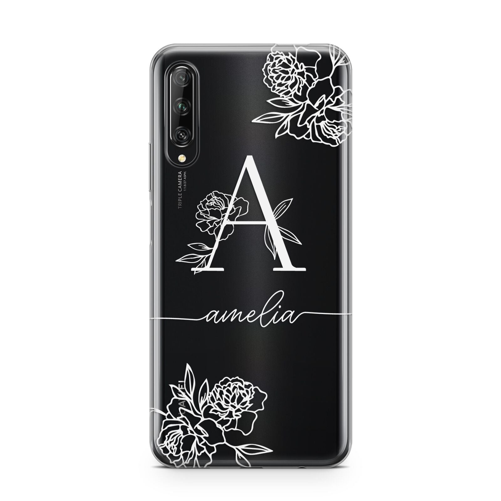 Personalised Floral Initial with Name Huawei P Smart Pro 2019