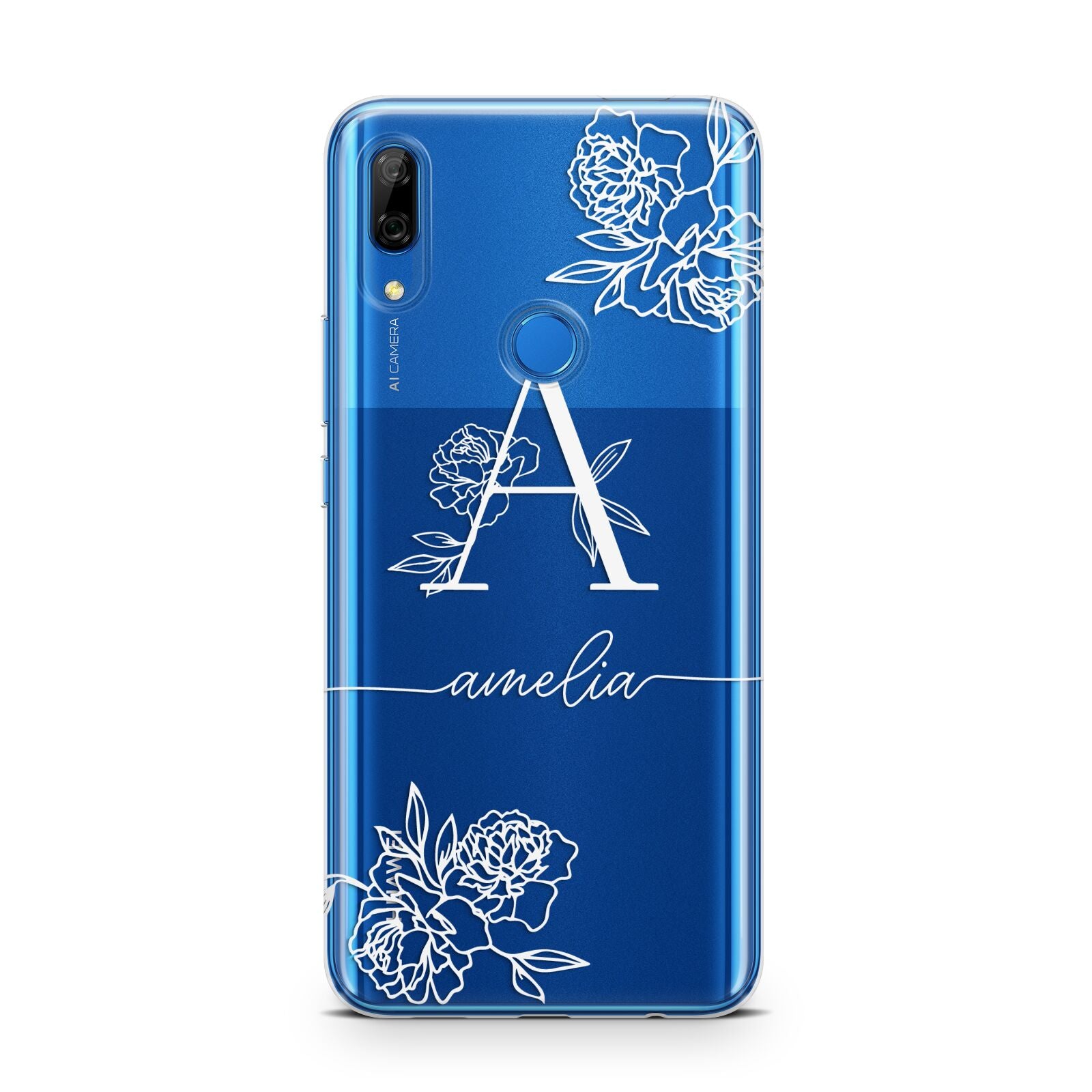 Personalised Floral Initial with Name Huawei P Smart Z