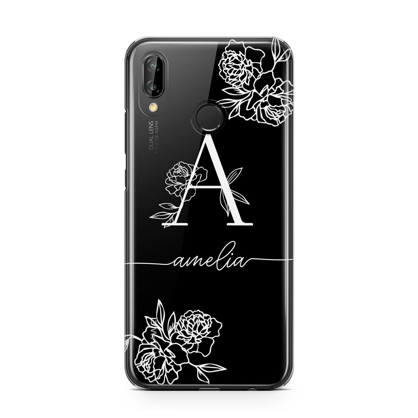 Personalised Floral Initial with Name Huawei P20 Lite Phone Case