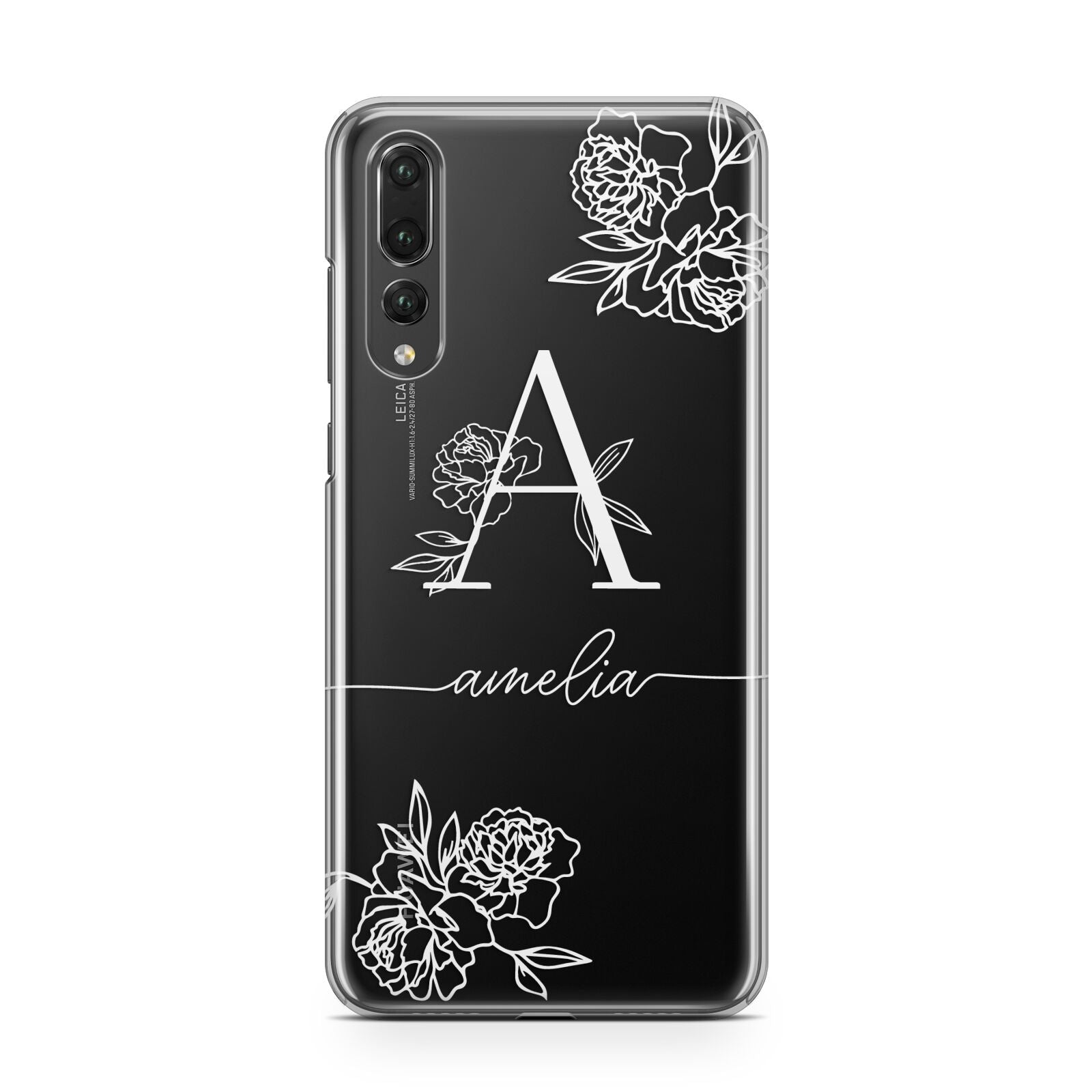 Personalised Floral Initial with Name Huawei P20 Pro Phone Case