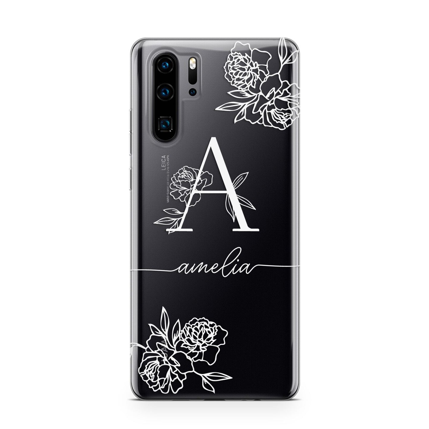 Personalised Floral Initial with Name Huawei P30 Pro Phone Case