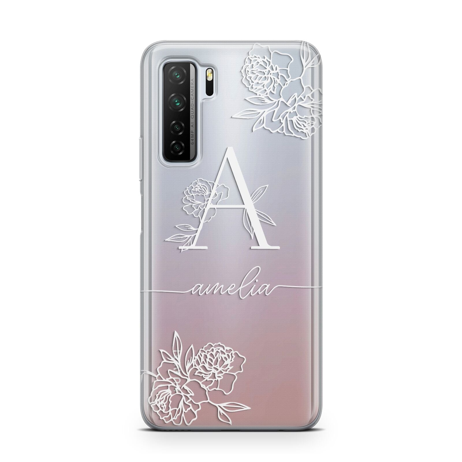 Personalised Floral Initial with Name Huawei P40 Lite 5G Phone Case