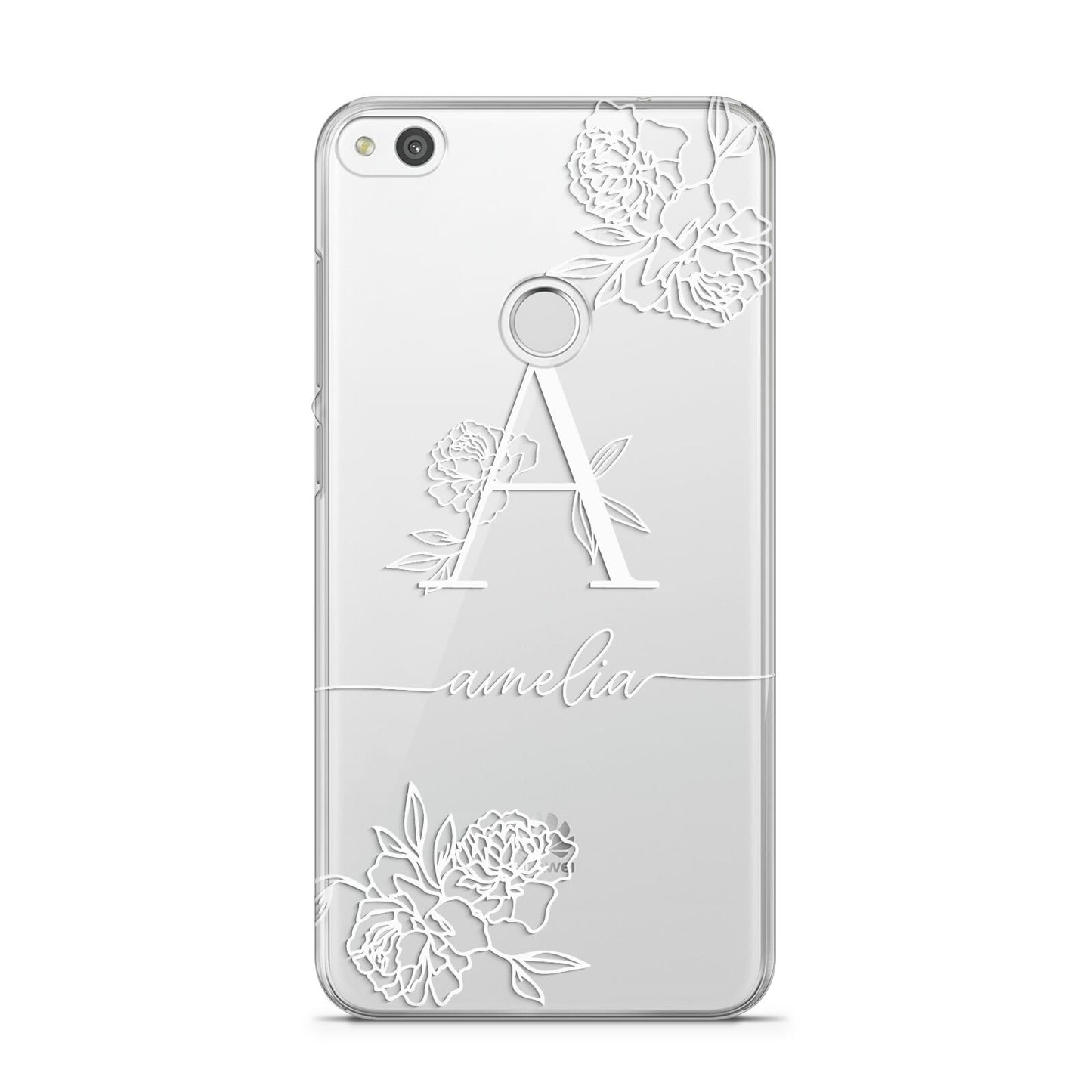 Personalised Floral Initial with Name Huawei P8 Lite Case