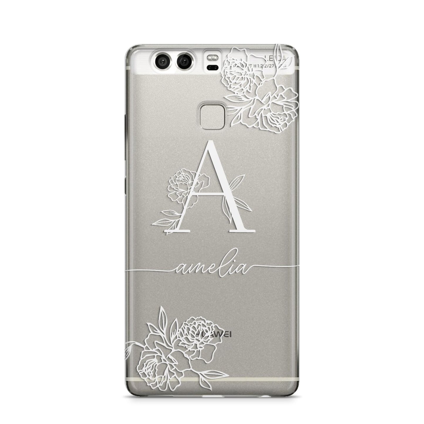 Personalised Floral Initial with Name Huawei P9 Case