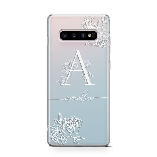 Personalised Floral Initial with Name Protective Samsung Galaxy Case