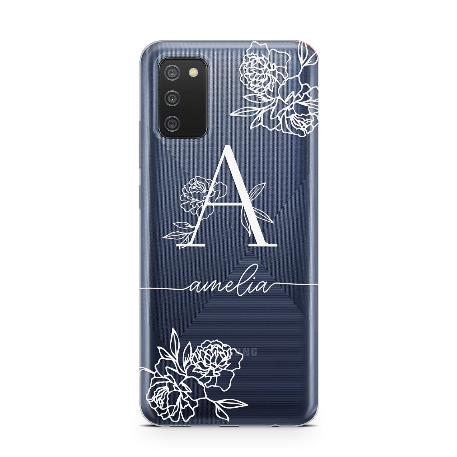 Personalised Floral Initial with Name Samsung A02s Case