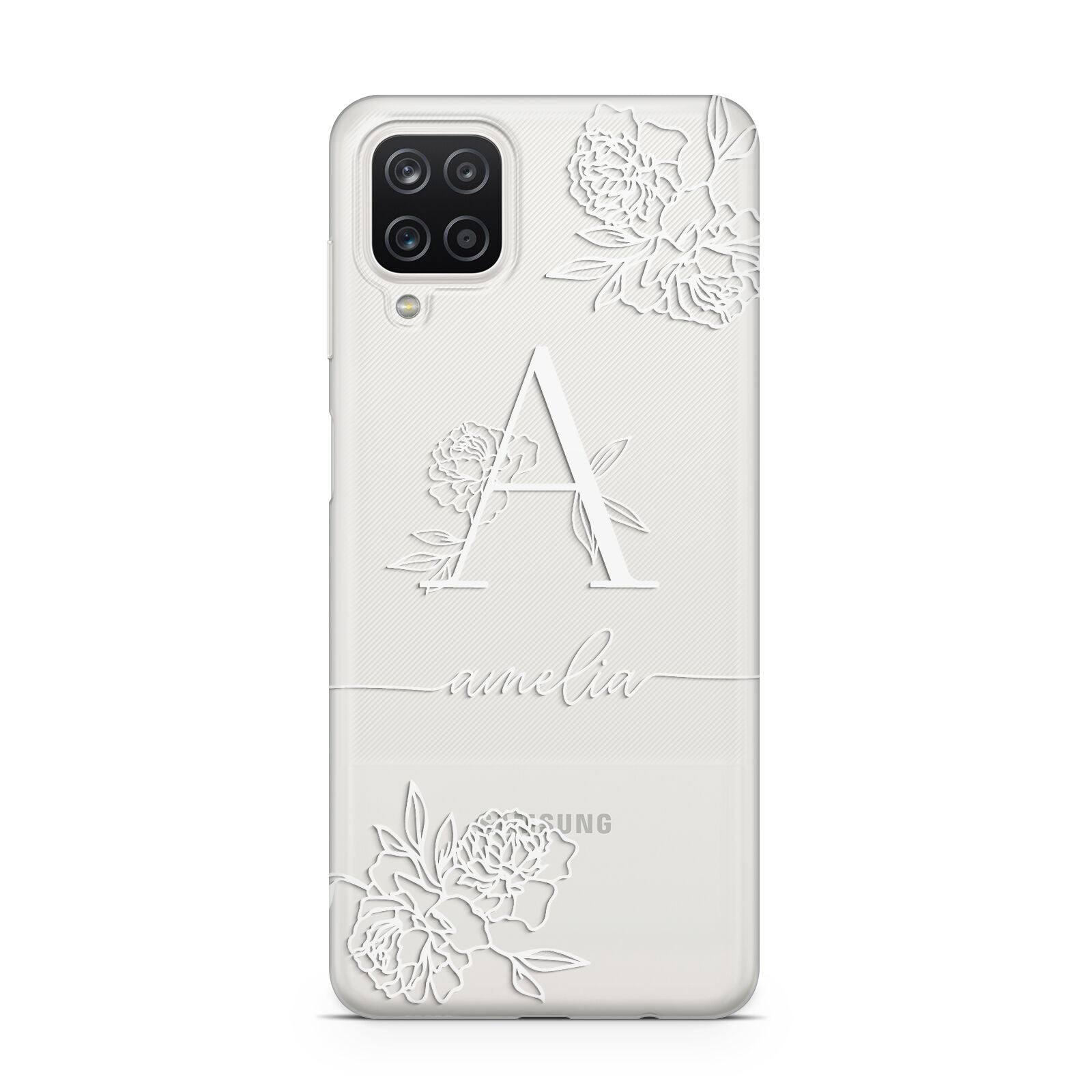 Personalised Floral Initial with Name Samsung A12 Case