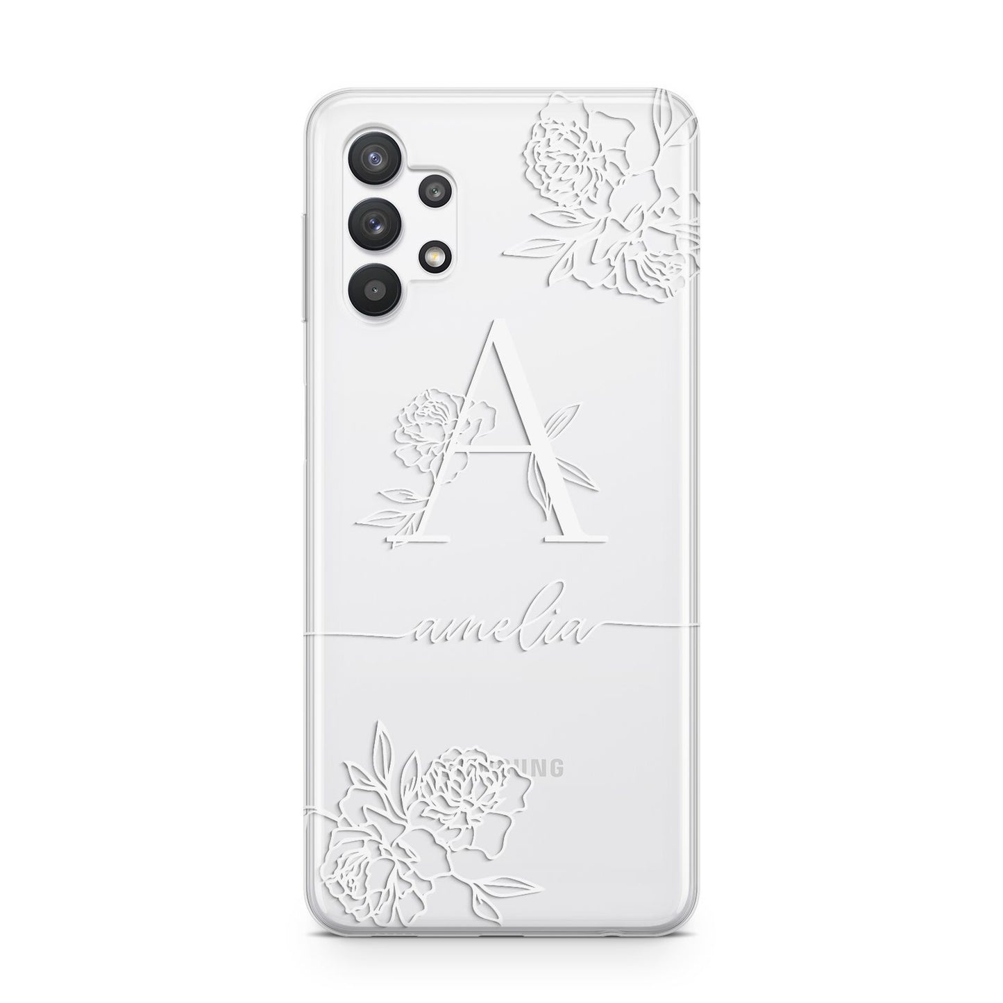 Personalised Floral Initial with Name Samsung A32 5G Case