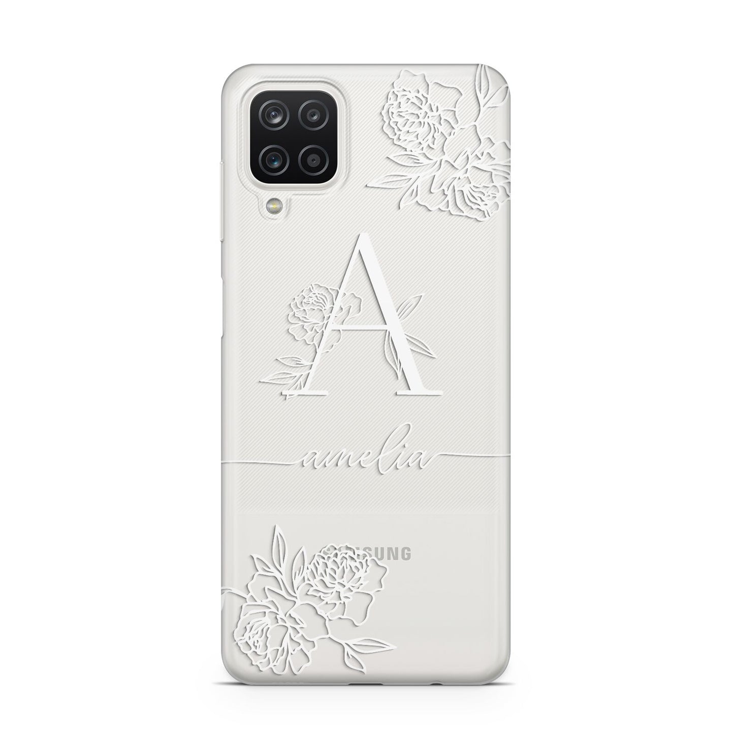 Personalised Floral Initial with Name Samsung M12 Case