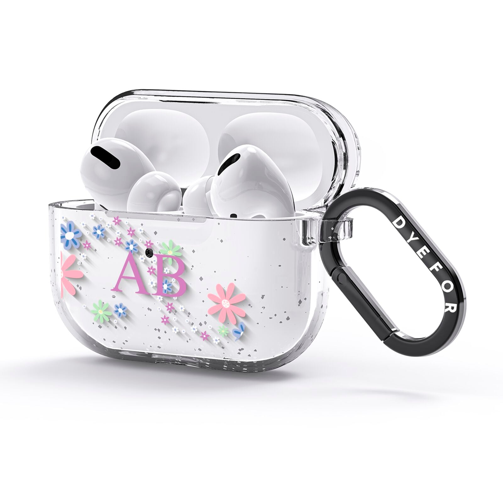 Personalised Floral Initials AirPods Glitter Case 3rd Gen Side Image