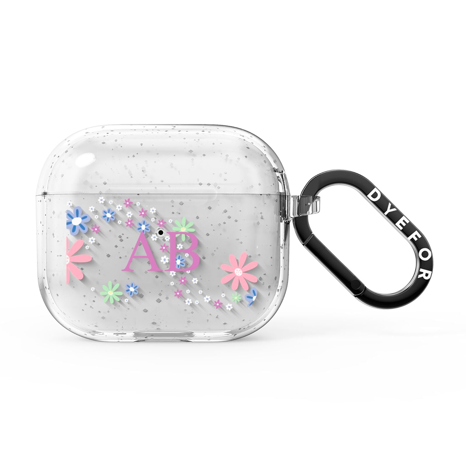 Personalised Floral Initials AirPods Glitter Case 3rd Gen