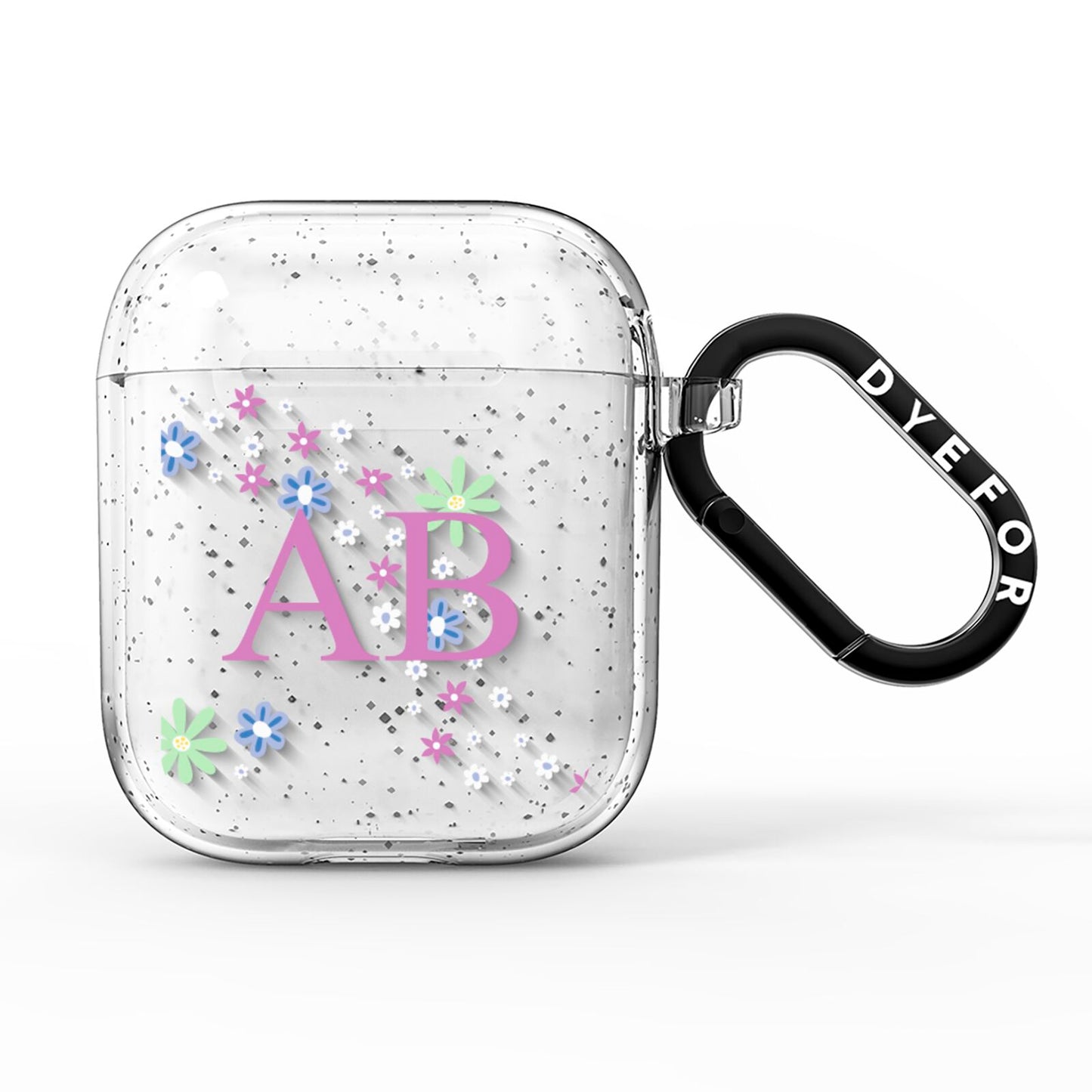 Personalised Floral Initials AirPods Glitter Case