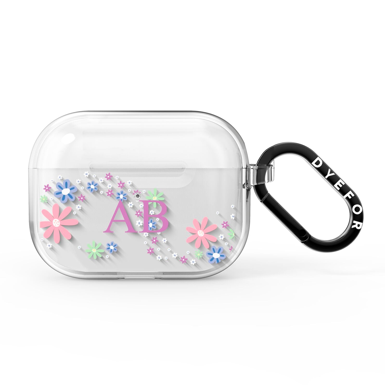 Personalised Floral Initials AirPods Pro Clear Case