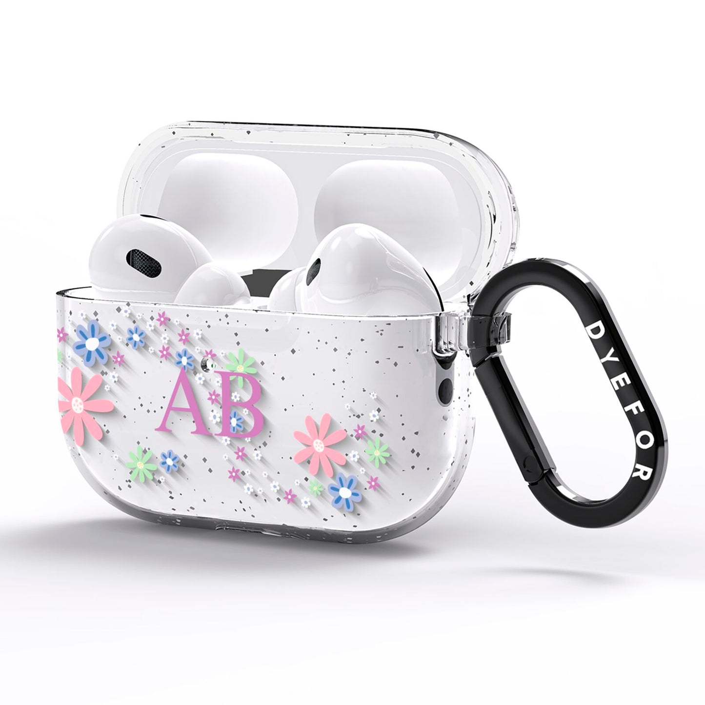 Personalised Floral Initials AirPods Pro Glitter Case Side Image