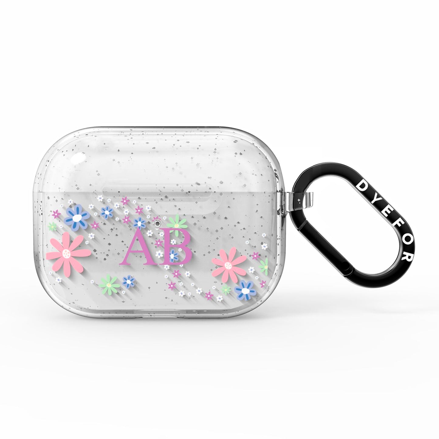 Personalised Floral Initials AirPods Pro Glitter Case