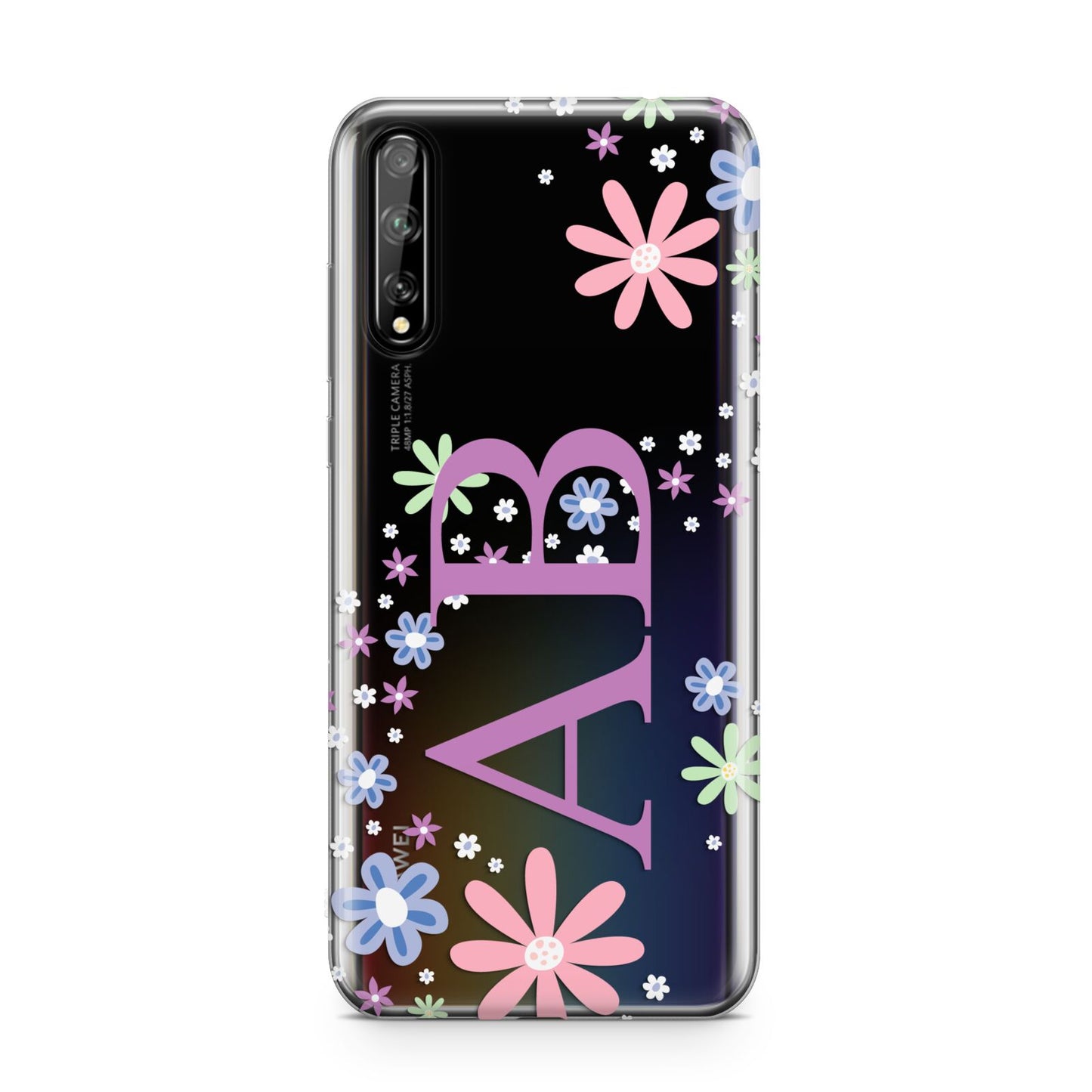 Personalised Floral Initials Huawei Enjoy 10s Phone Case