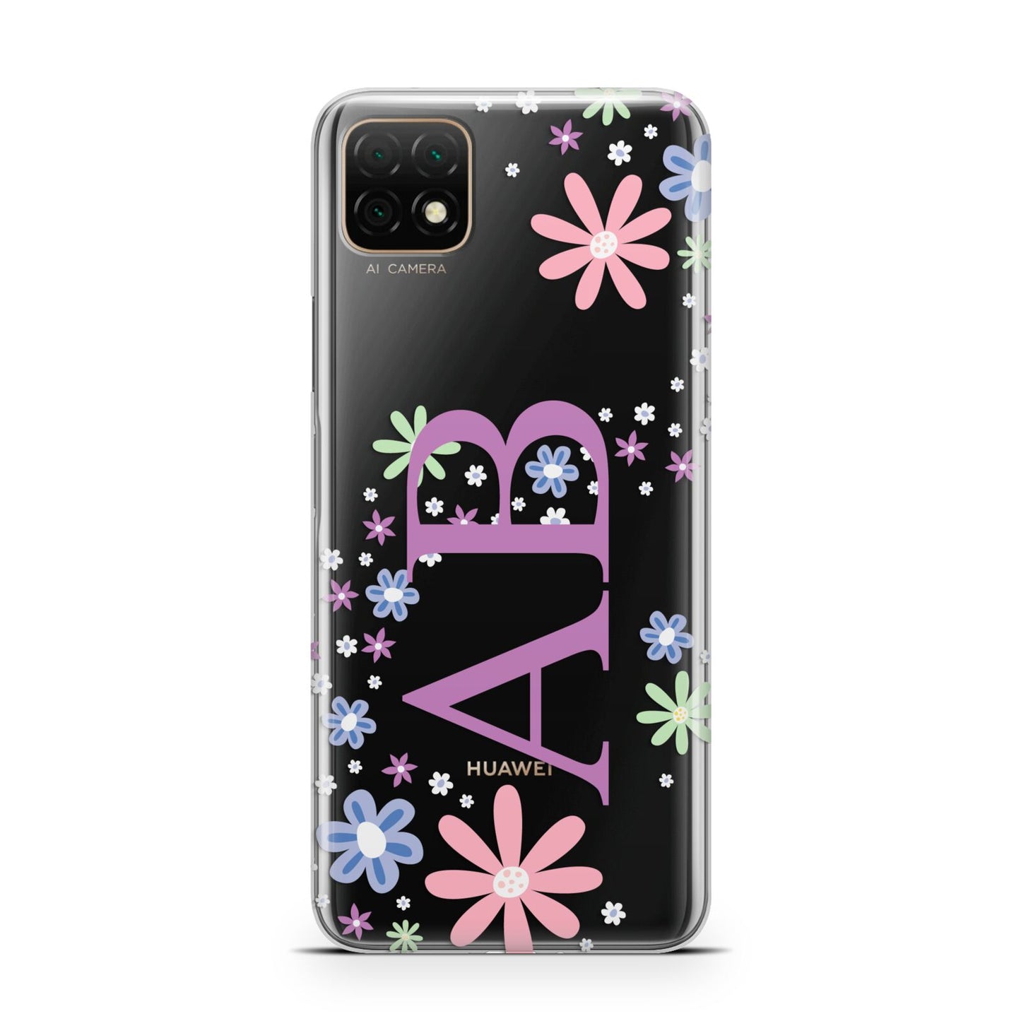 Personalised Floral Initials Huawei Enjoy 20 Phone Case