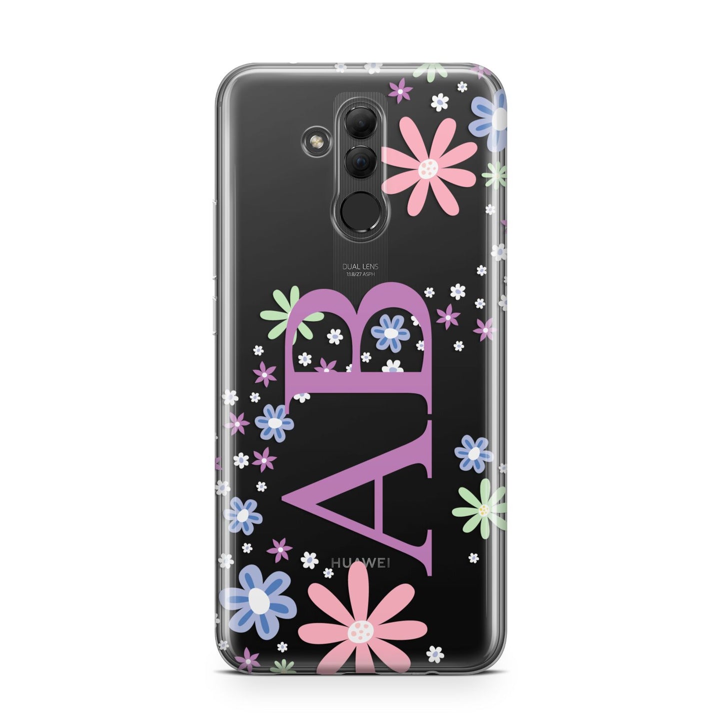 Personalised Floral Initials Huawei Mate 20 Lite