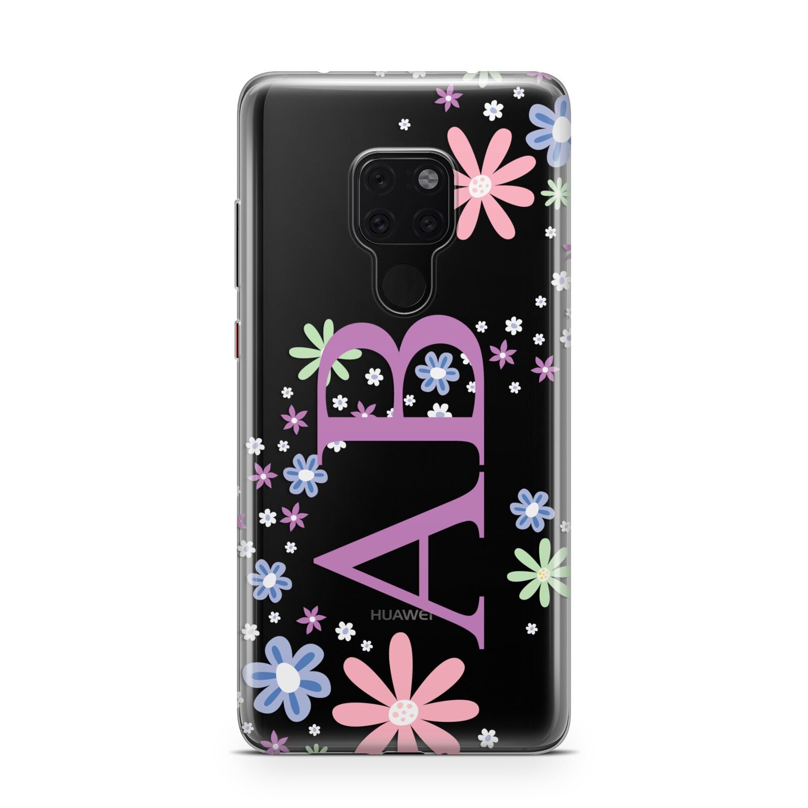 Personalised Floral Initials Huawei Mate 20 Phone Case