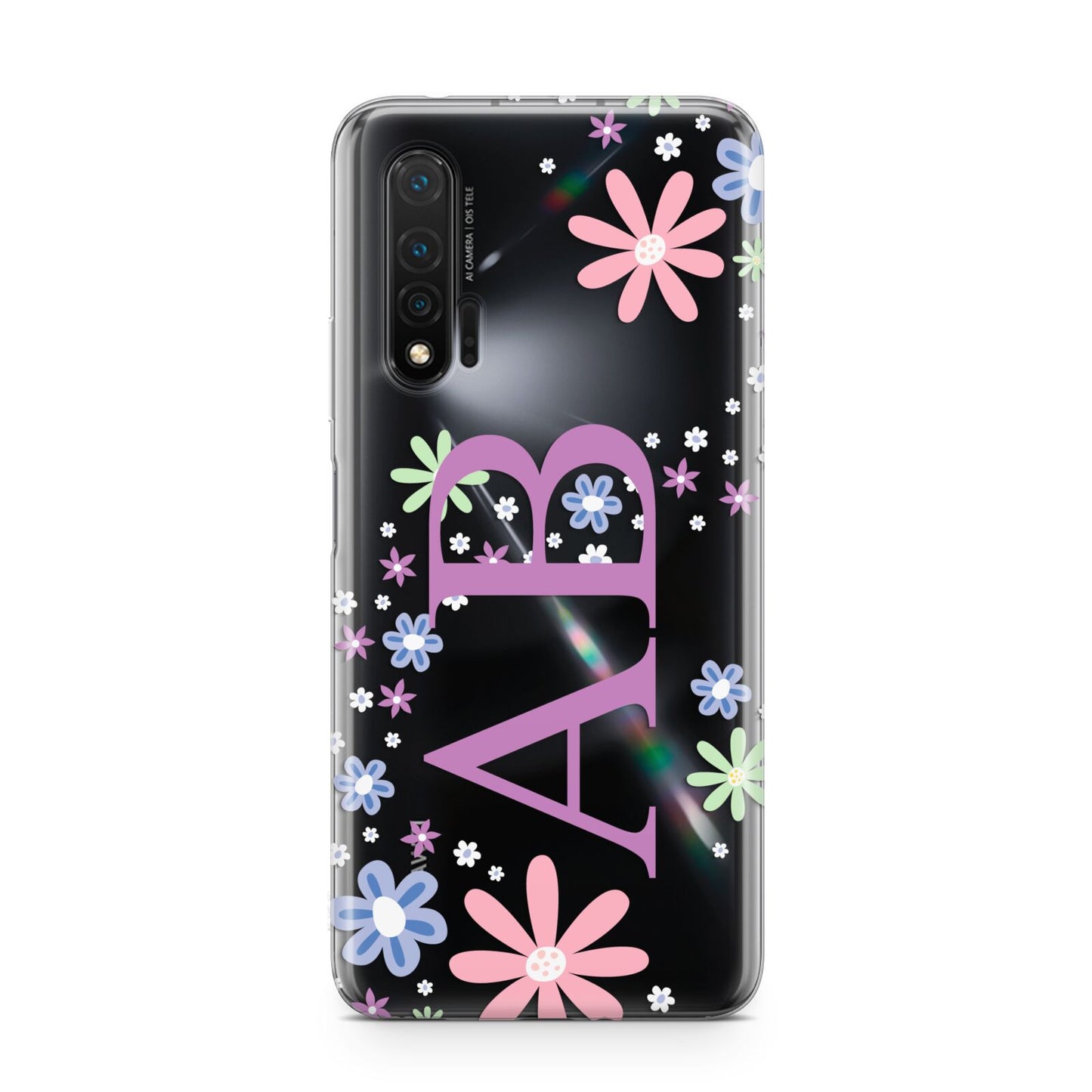 Personalised Floral Initials Huawei Nova 6 Phone Case