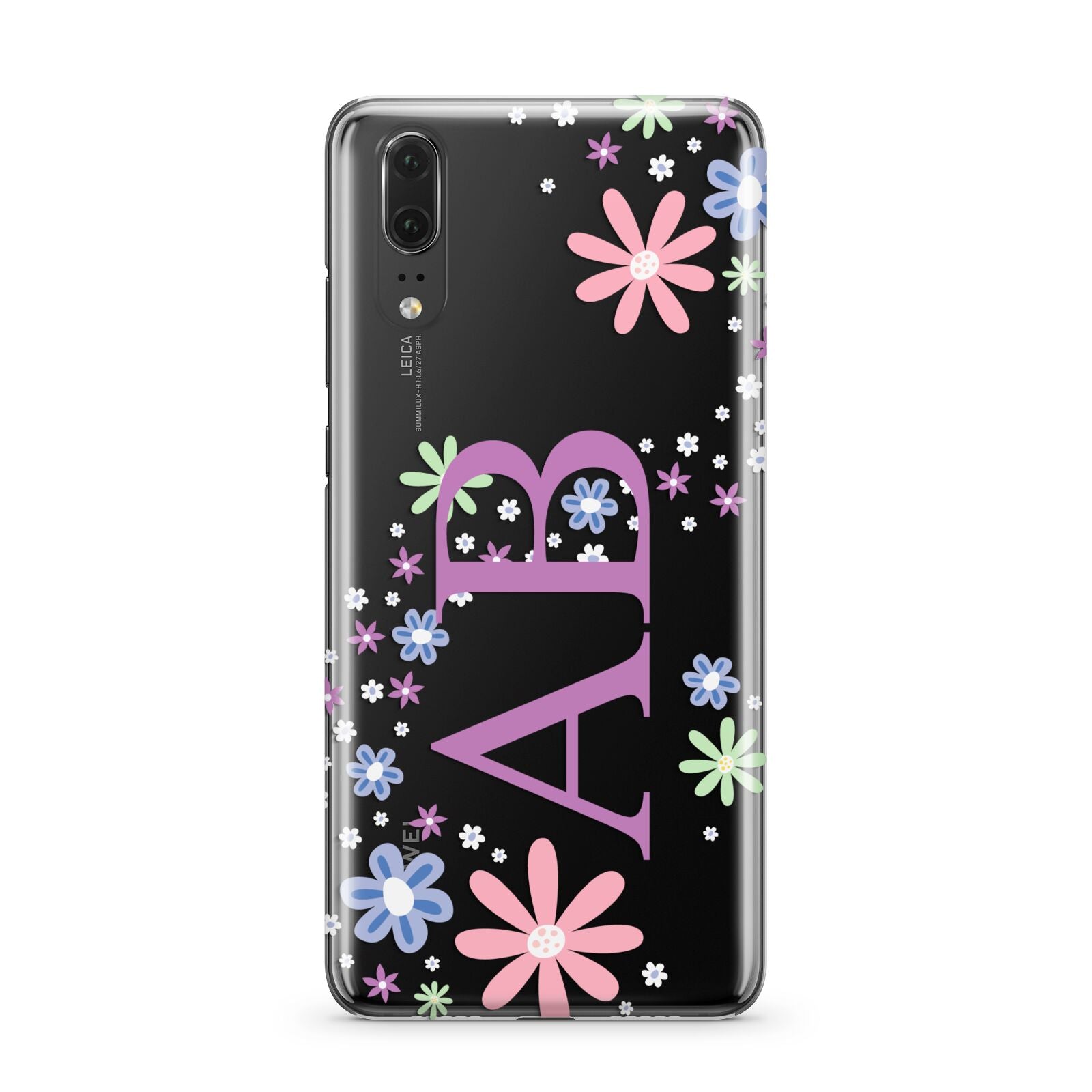 Personalised Floral Initials Huawei P20 Phone Case