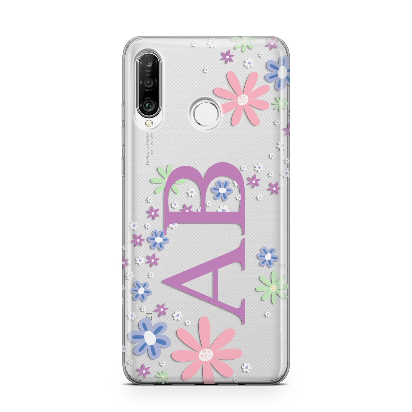 Personalised Floral Initials Huawei P30 Lite Phone Case