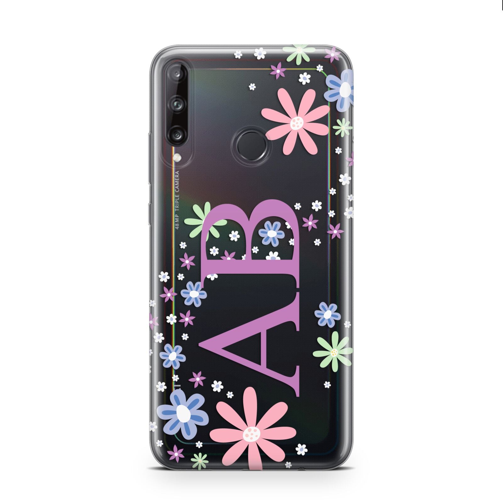 Personalised Floral Initials Huawei P40 Lite E Phone Case