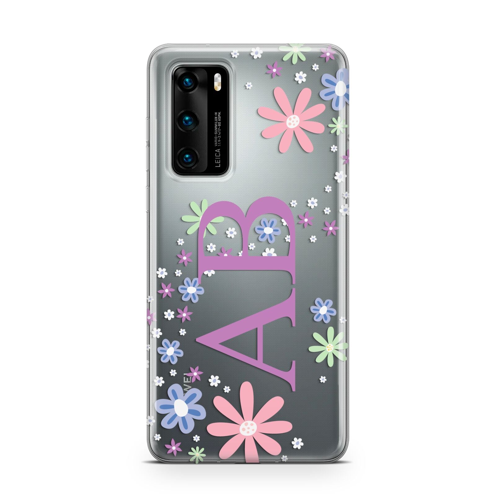 Personalised Floral Initials Huawei P40 Phone Case