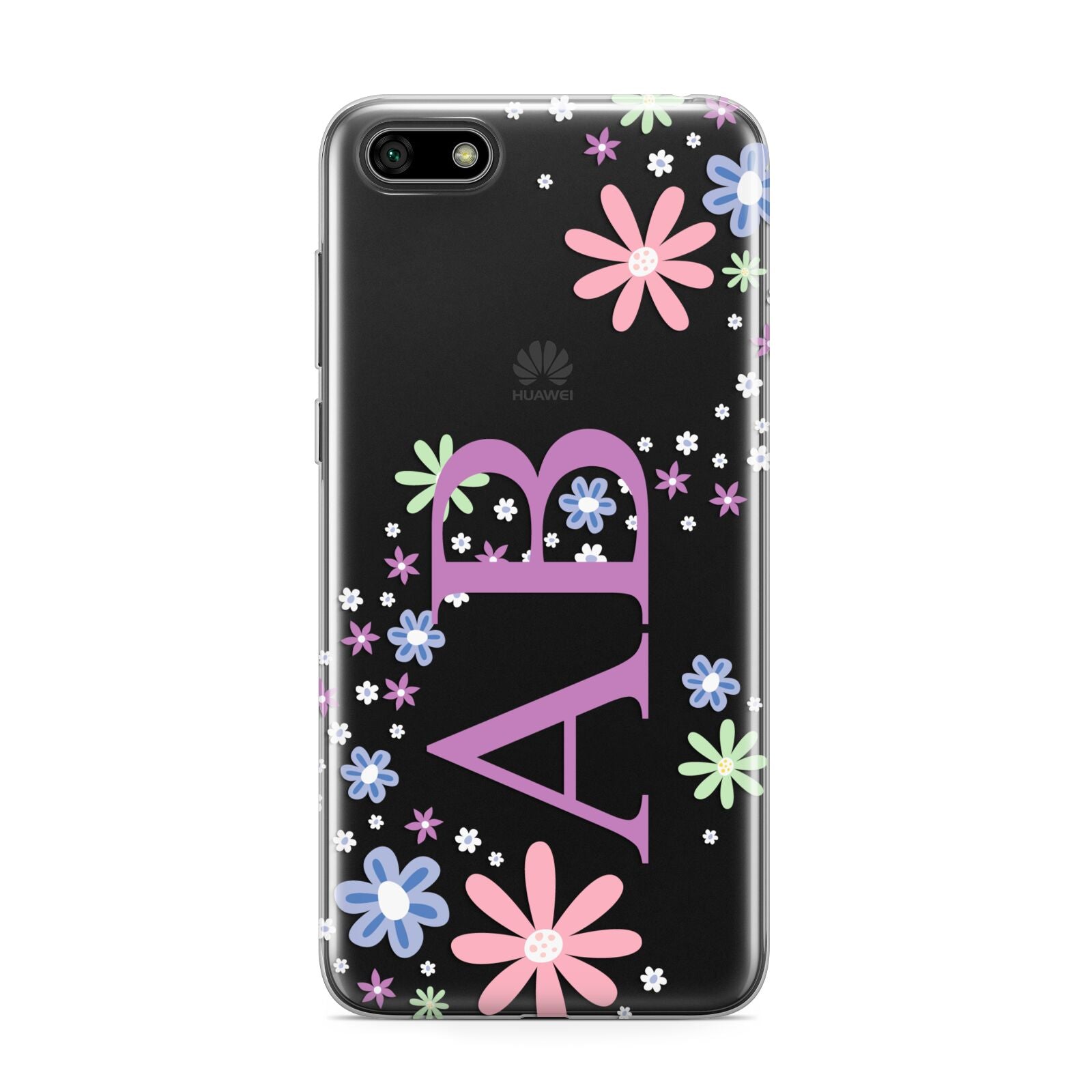 Personalised Floral Initials Huawei Y5 Prime 2018 Phone Case