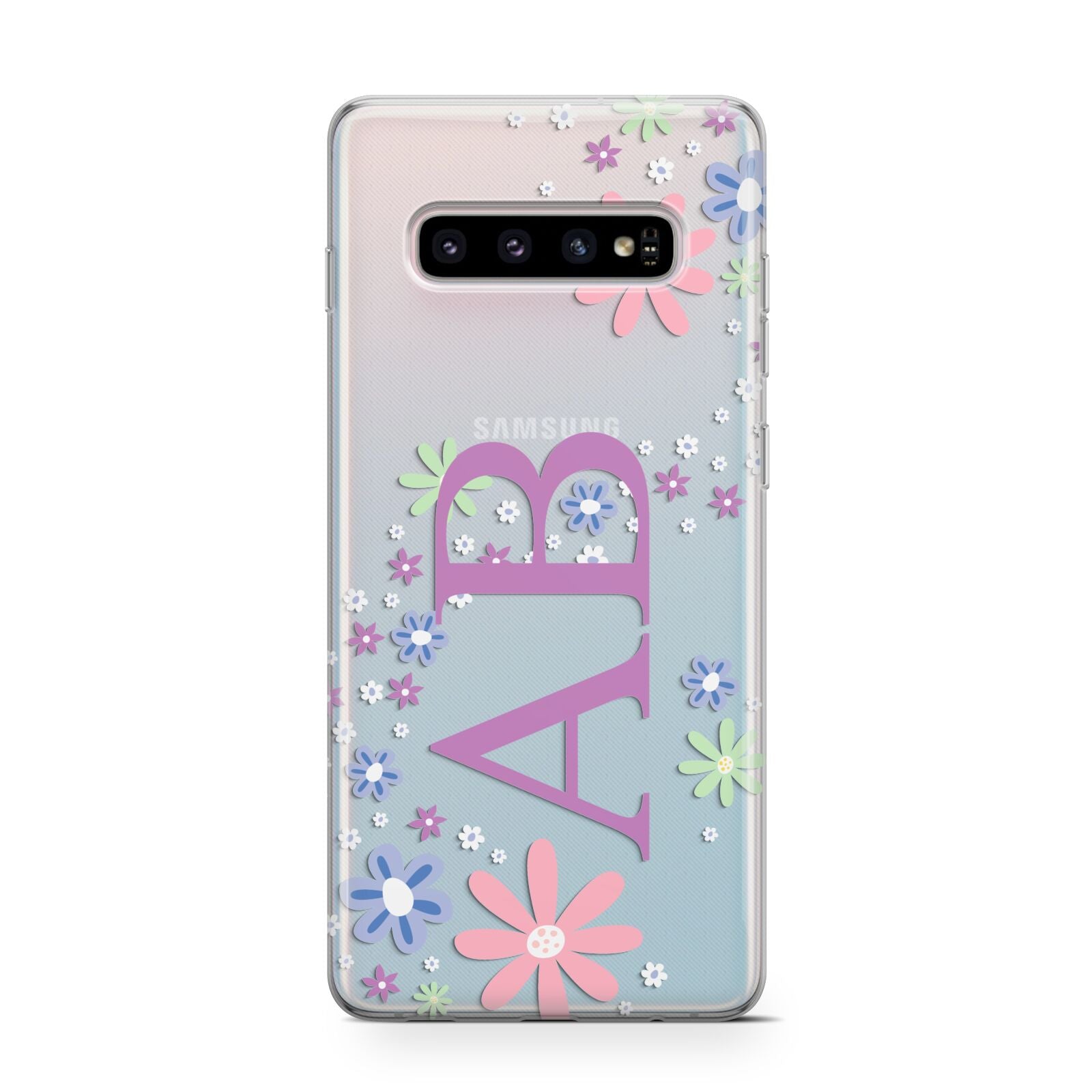 Personalised Floral Initials Protective Samsung Galaxy Case