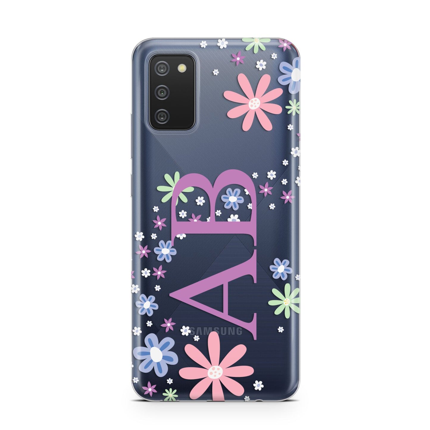 Personalised Floral Initials Samsung A02s Case