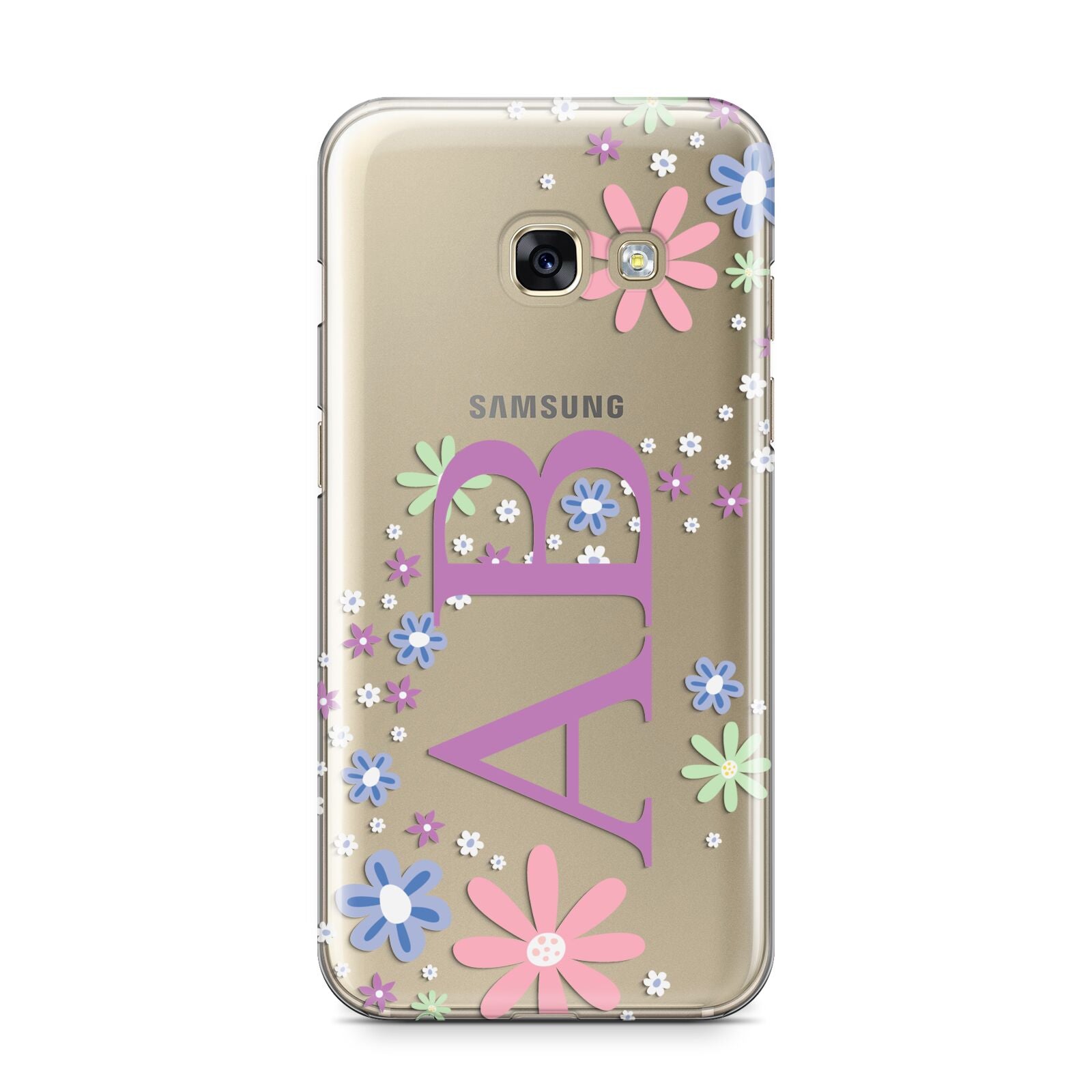 Personalised Floral Initials Samsung Galaxy A3 2017 Case on gold phone