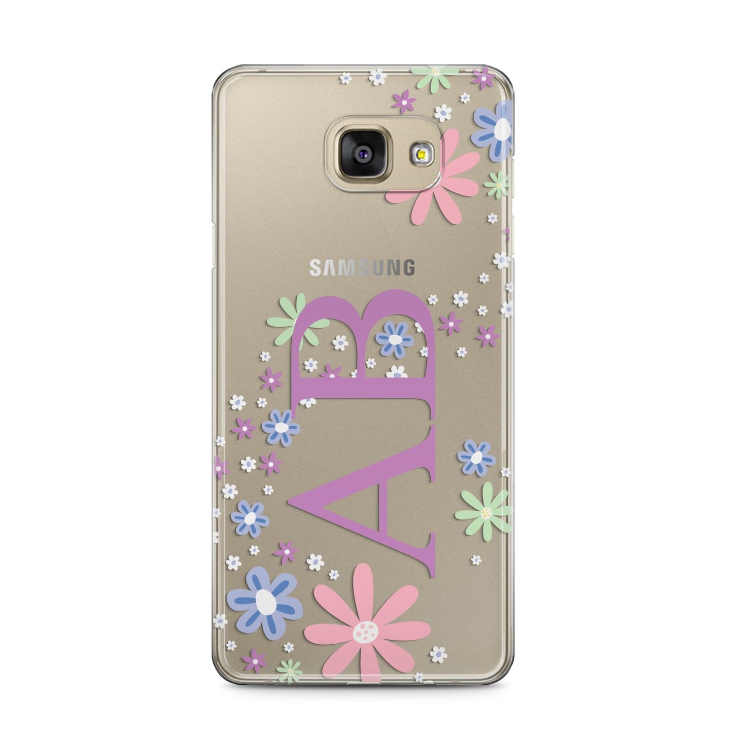 Personalised Floral Initials Samsung Galaxy A5 2016 Case on gold phone