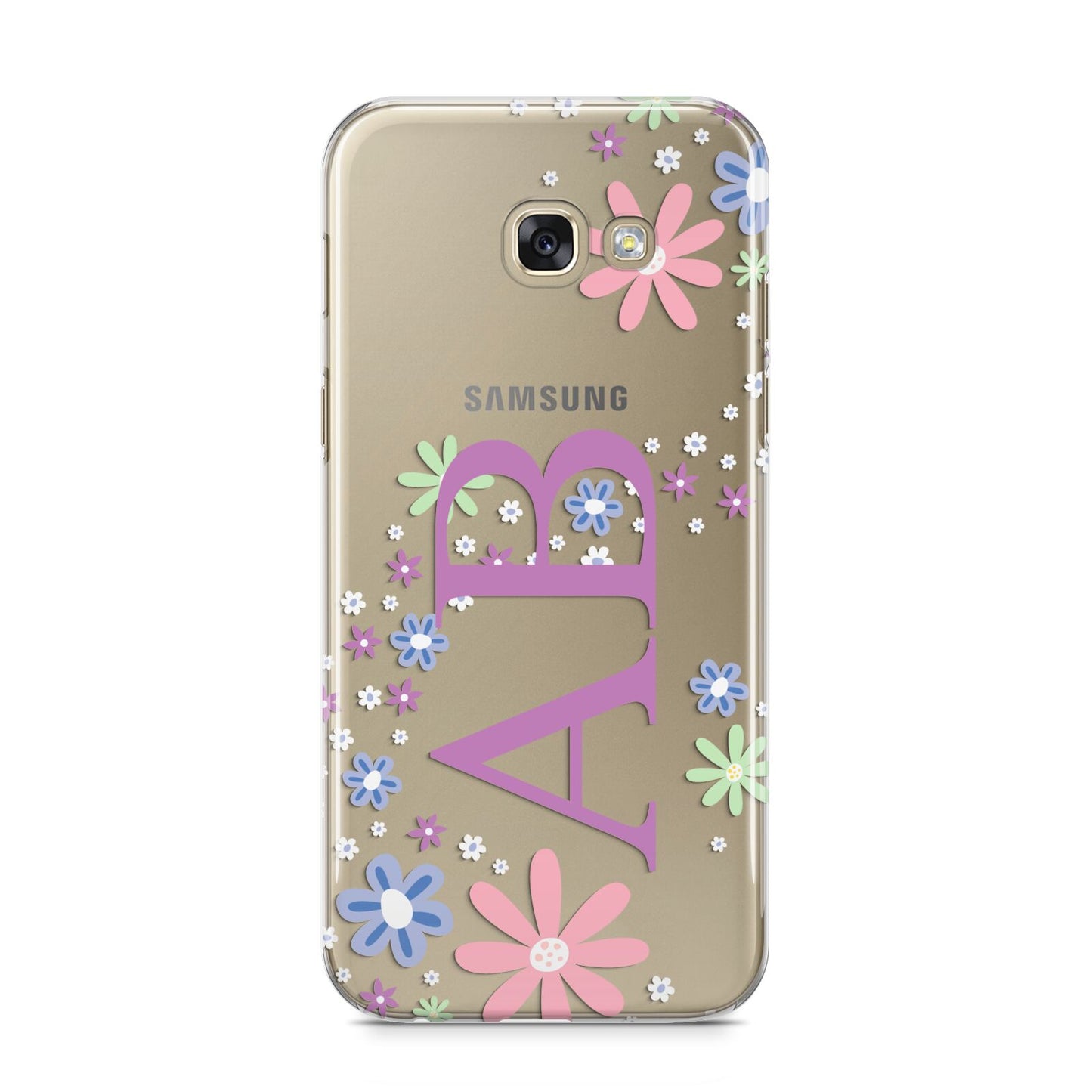 Personalised Floral Initials Samsung Galaxy A5 2017 Case on gold phone