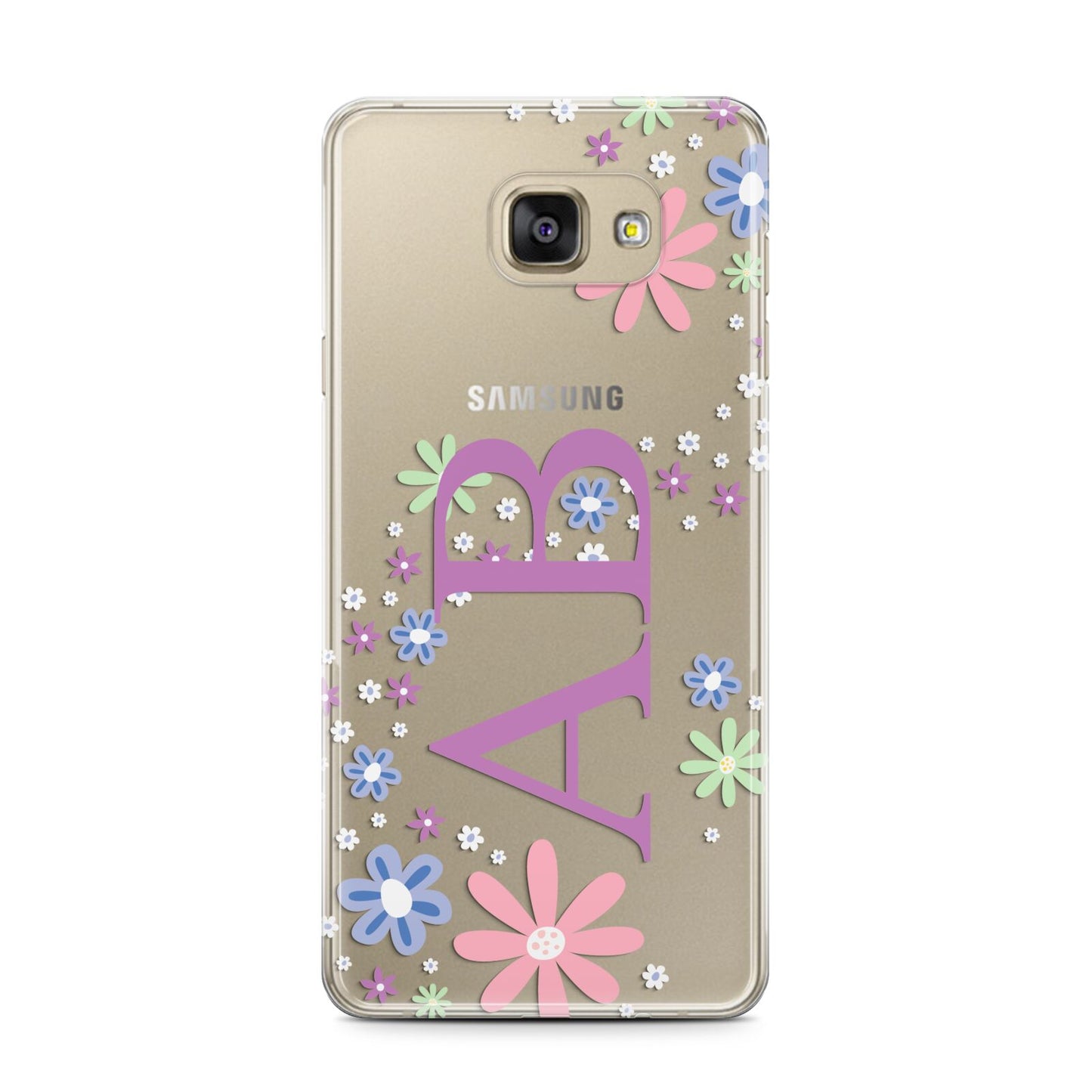 Personalised Floral Initials Samsung Galaxy A7 2016 Case on gold phone