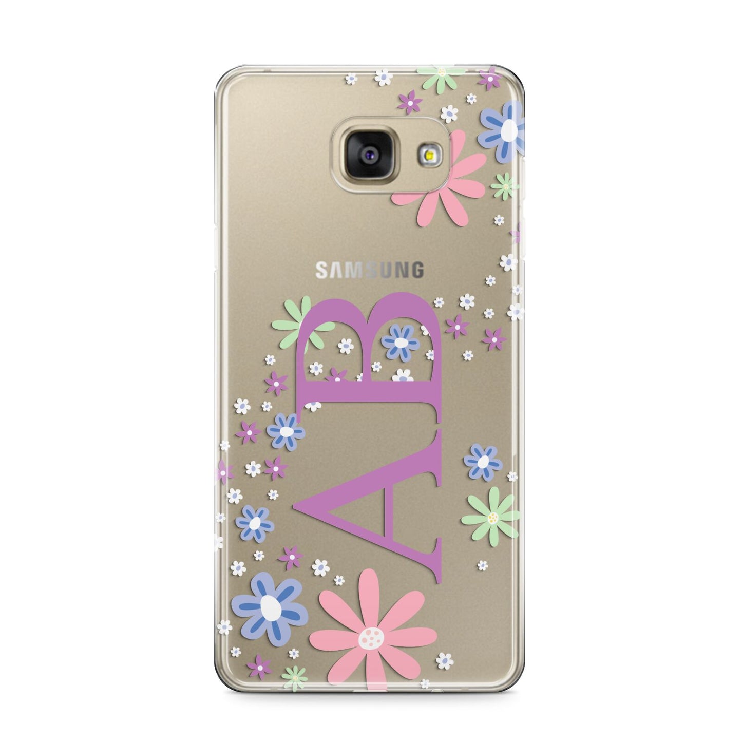 Personalised Floral Initials Samsung Galaxy A9 2016 Case on gold phone