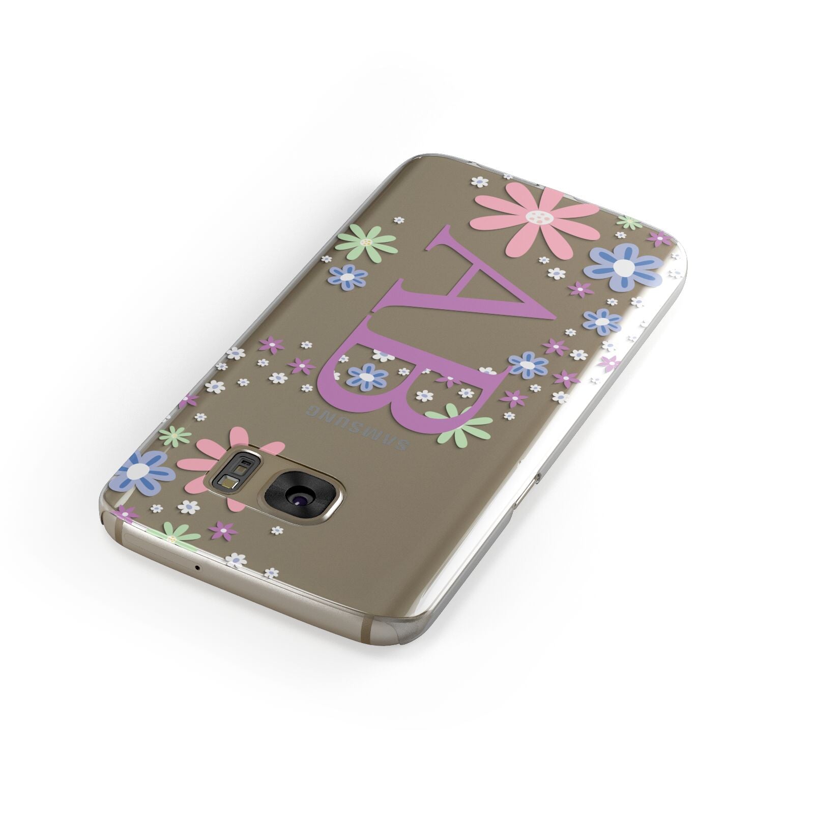 Personalised Floral Initials Samsung Galaxy Case Front Close Up