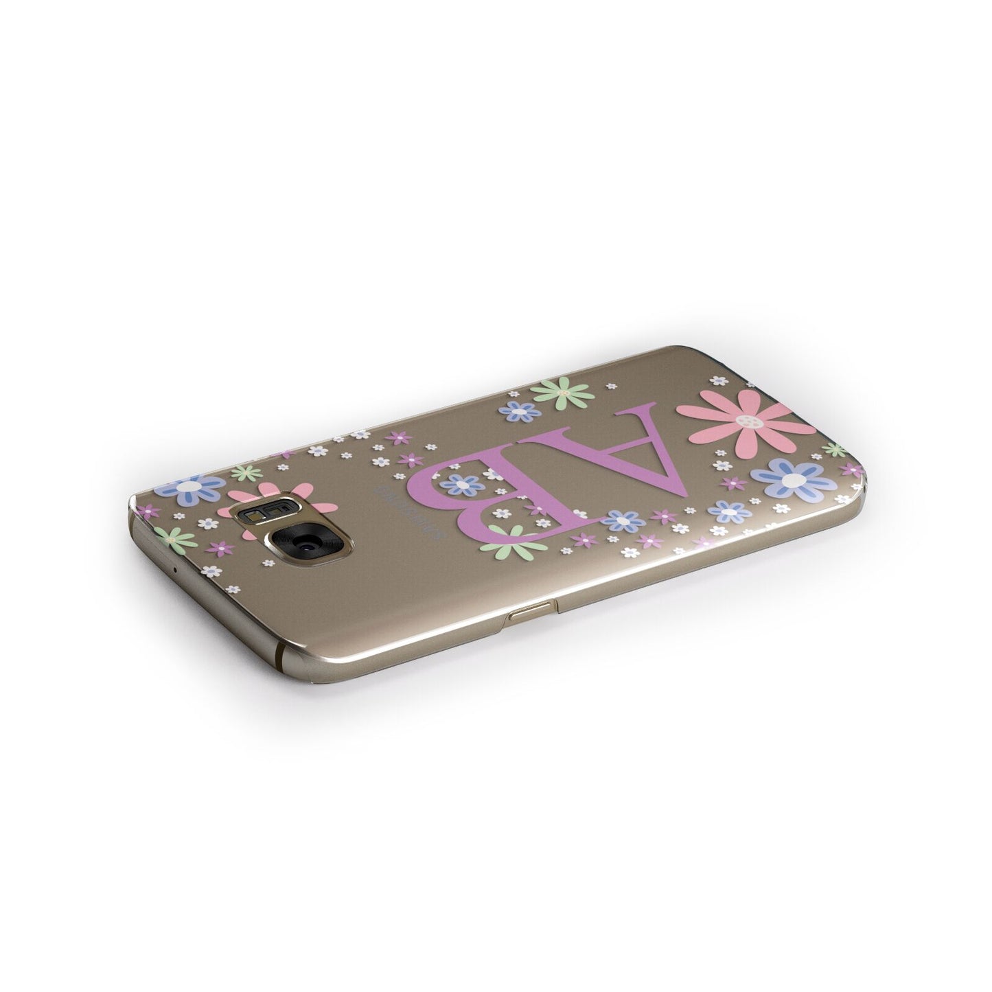 Personalised Floral Initials Samsung Galaxy Case Side Close Up