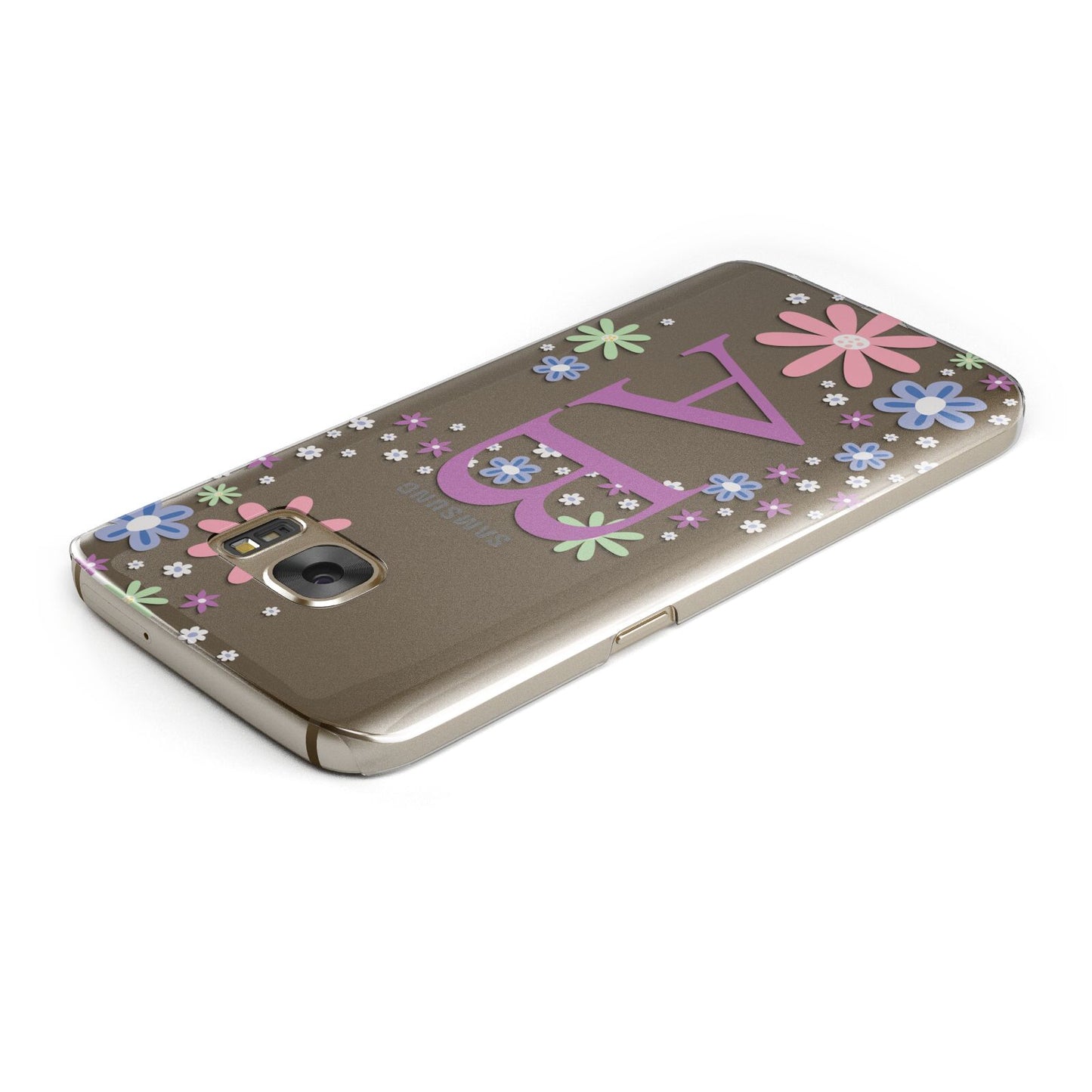 Personalised Floral Initials Samsung Galaxy Case Top Cutout