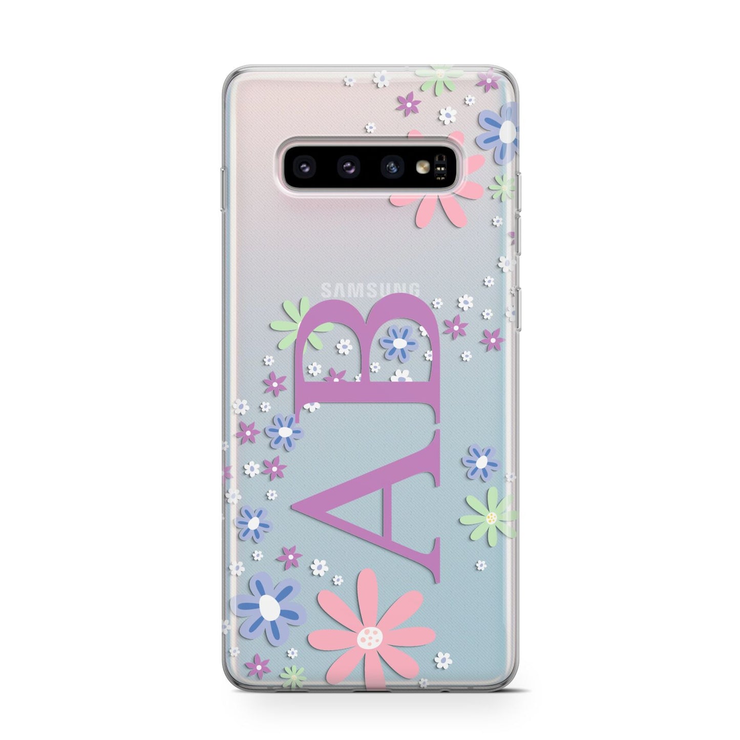 Personalised Floral Initials Samsung Galaxy S10 Case