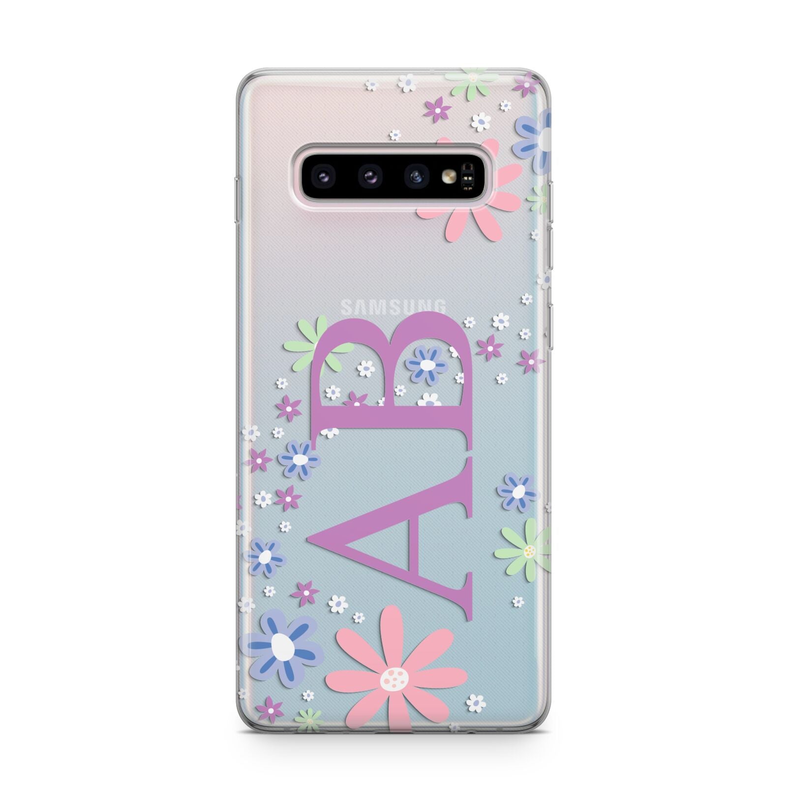 Personalised Floral Initials Samsung Galaxy S10 Plus Case