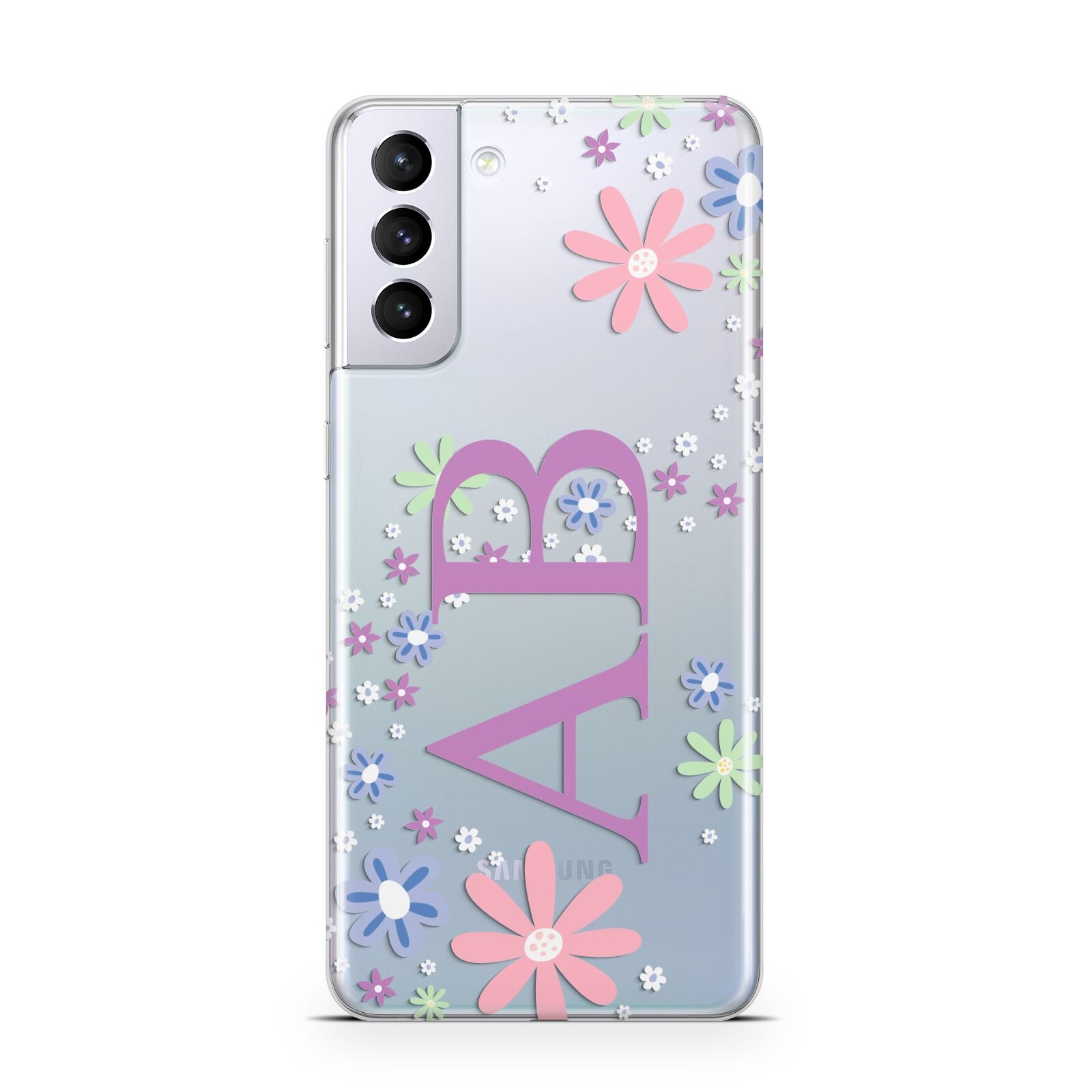 Personalised Floral Initials Samsung S21 Plus Case