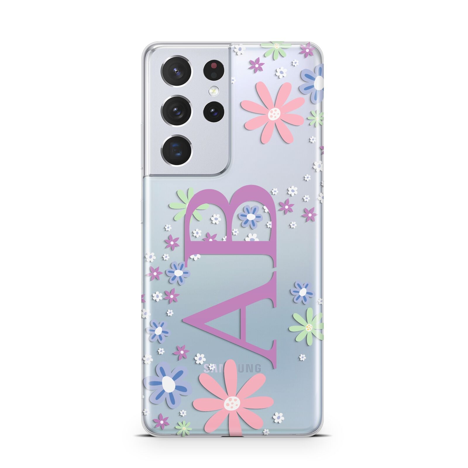 Personalised Floral Initials Samsung S21 Ultra Case