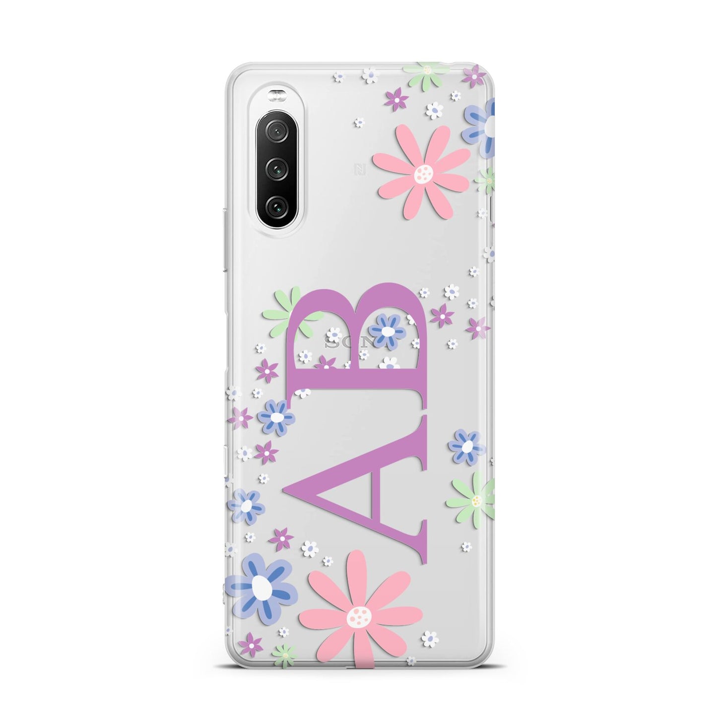 Personalised Floral Initials Sony Xperia 10 III Case