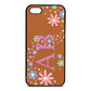 Personalised Floral Initials Tan Pebble Leather iPhone 5 Case