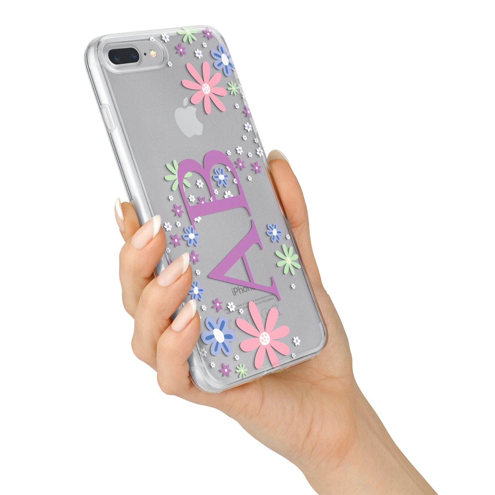 Personalised Floral Initials iPhone 7 Plus Bumper Case on Silver iPhone Alternative Image