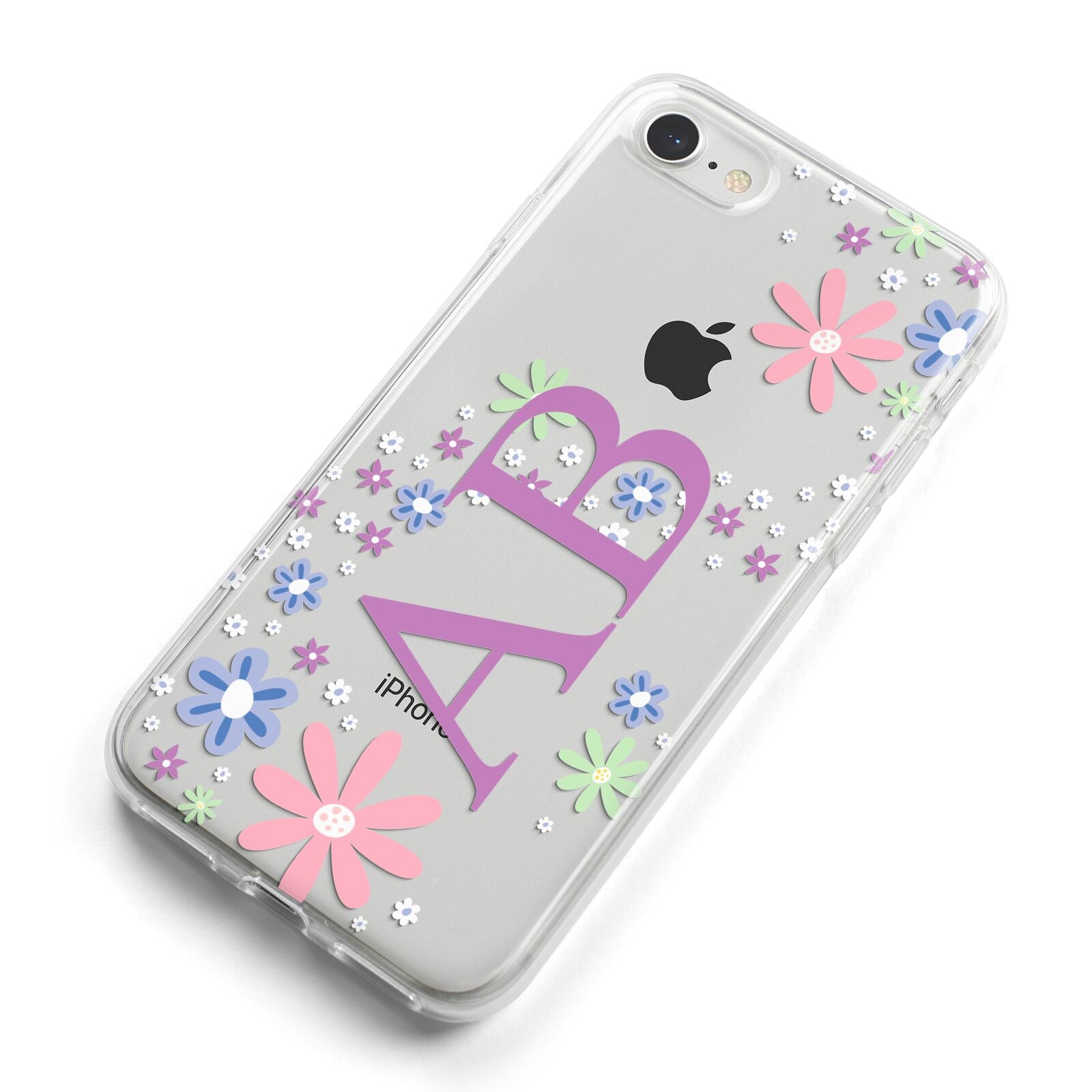 Personalised Floral Initials iPhone 8 Bumper Case on Silver iPhone Alternative Image